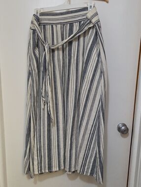Time and Tru Neutral Striped Wrap Maxi Skirt